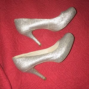 Sparkly silver heels